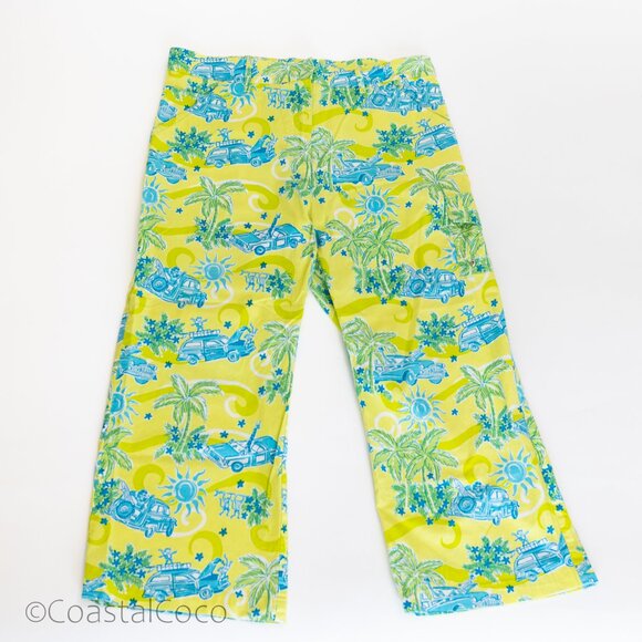 Lilly Pulitzer Cruisin Cargo Pants 6 Vintage Y2K Capri Tropical Beach Rare Print - Picture 1 of 13